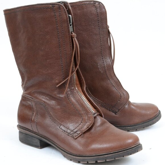 Kenneth Cole Reaction Close 2 Me Women's Size 9.5 Leather Boots Moto Grunge Punk - Picture 2 of 9